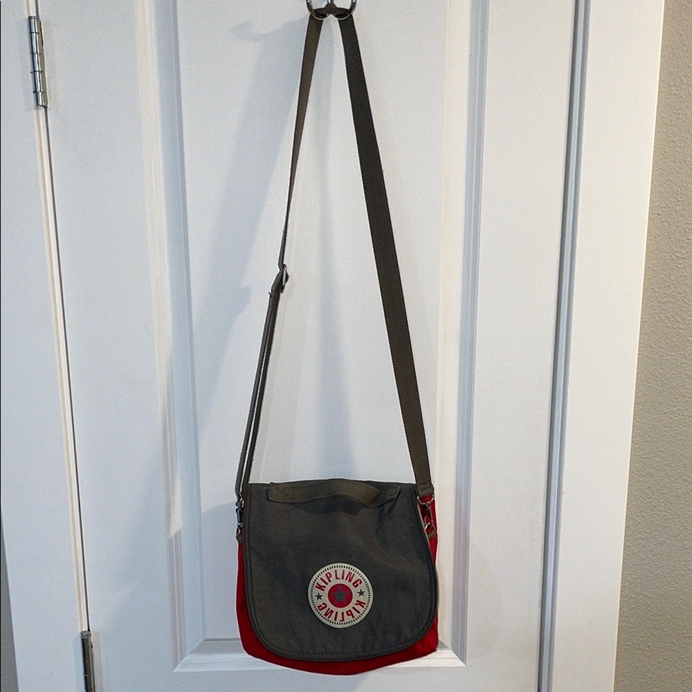 Kipling Gray and Red Messenger Bag